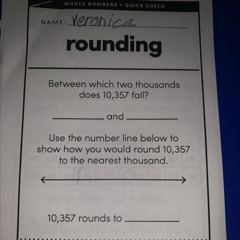 Perforated for Easy Between which two thousands does 10,357 fall? and Use the number-example-1