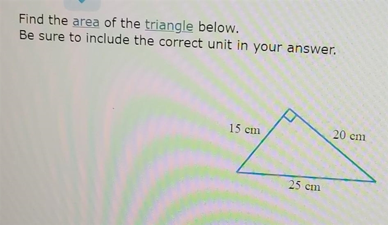 Find the area of the triangle belowunits given are cm, cm^2, cm^3-example-1