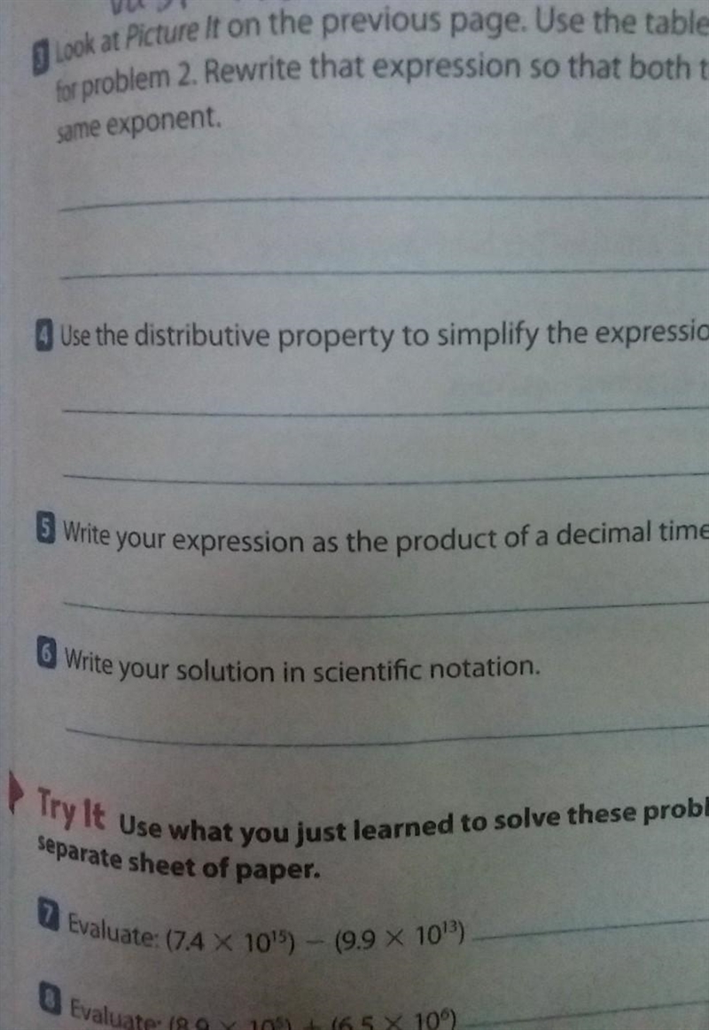 it says use the table to rewrite the expression you wrote for problem 2. rewrite that-example-1