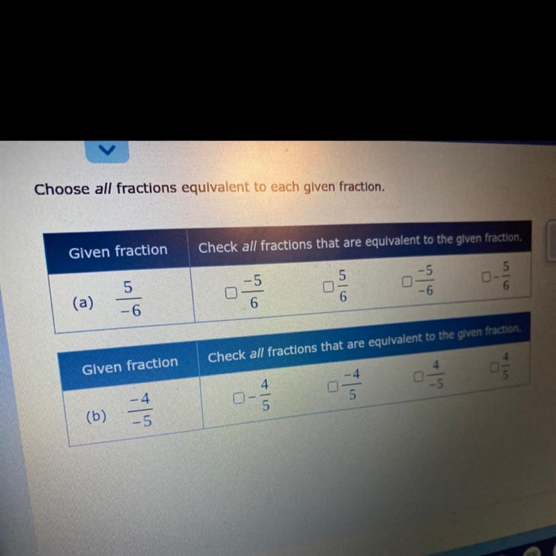 Choose all fractions equivalent to each given fraction.-example-1