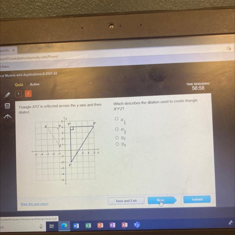 Which describes the dilation used to create triangle XYZ? PLEASE HELP-example-1