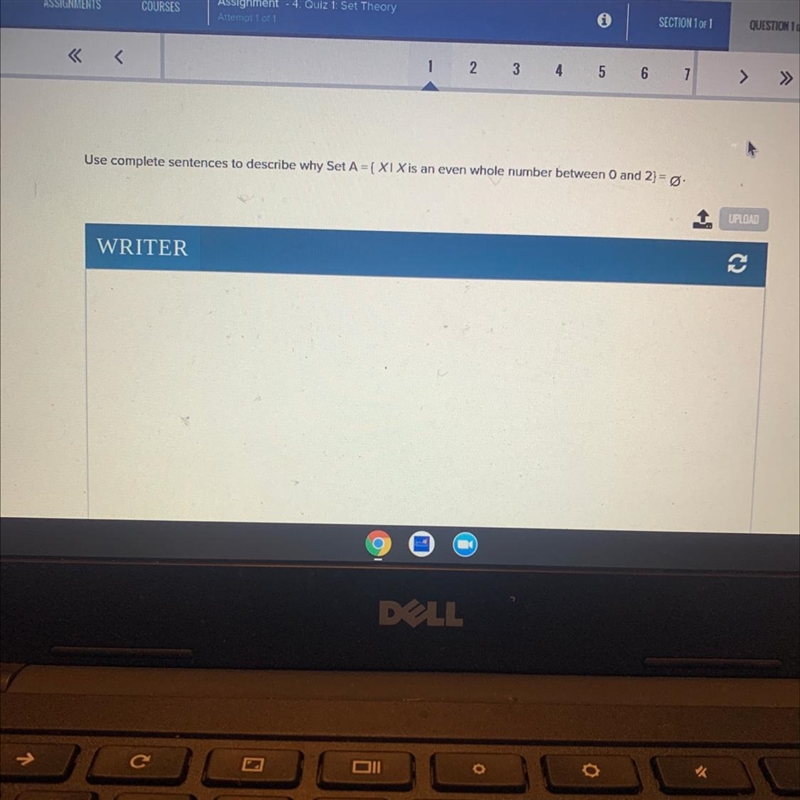 Use complete sentences to describe why Set A={ XI X is an even whole number between-example-1