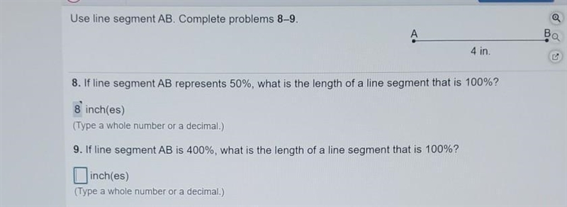 Use line segment AB. Complete problems 8–9. A Ba 4 in. 8. If line segment AB represents-example-1