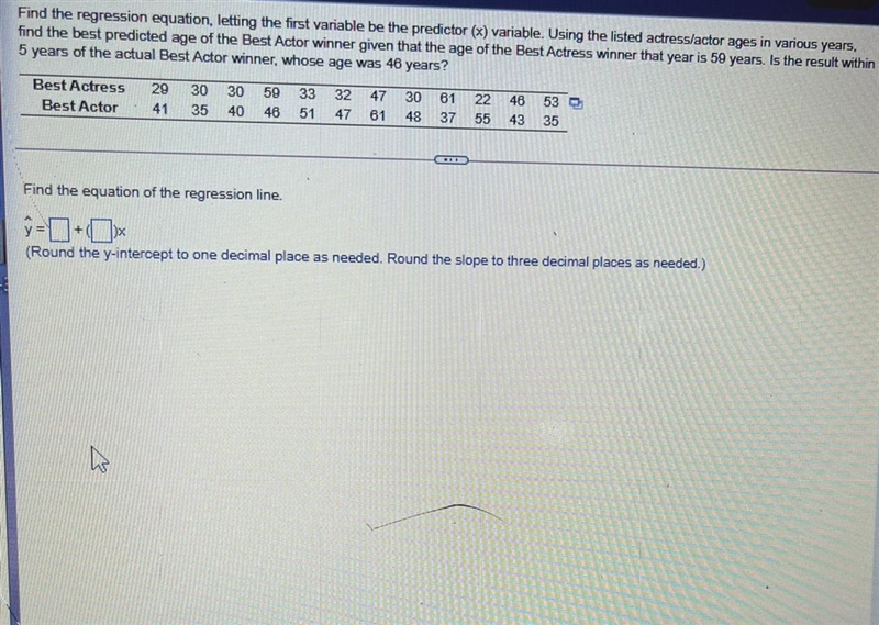 Find the regression equation, letting the first variable be the predictor (x) variable-example-1