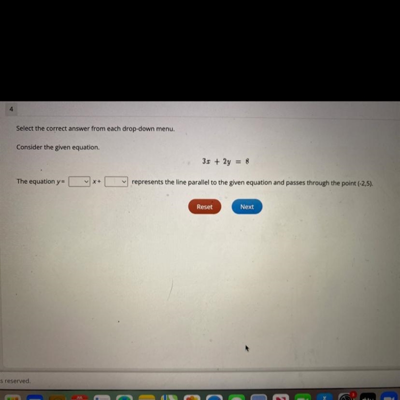 Select the correct answer from each drop down menu consider the given equation.3x-example-1