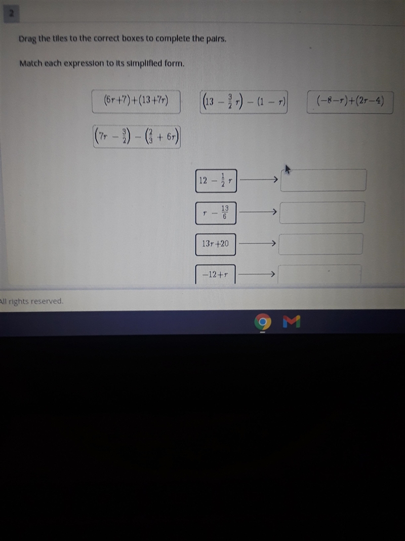 Drag the tiles to the correct boxes to complete the palrs. Match each expression to-example-1