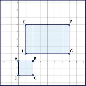 Quadrilaterals ABCD and EFGH are shown in the graph.Are quadrilaterals ABCD and EFGH-example-1