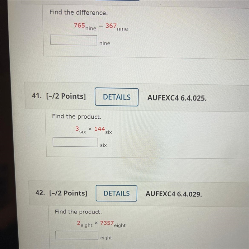 40.Find the difference 41&42. Find the product-example-1