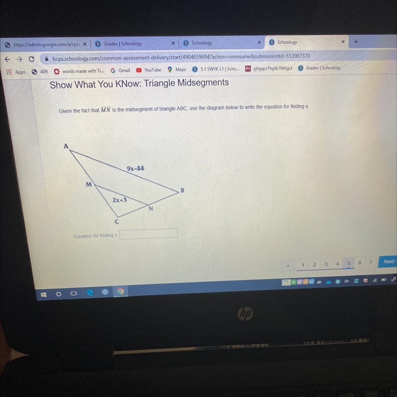 Show WhatGiven the fact that MN is the midsegment of triangle ABC, use the diagram-example-1