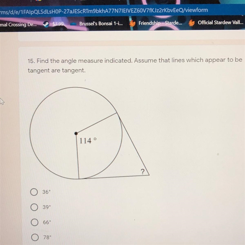 Find the angle measure indicated. Assume that lines which appear to betangent are-example-1