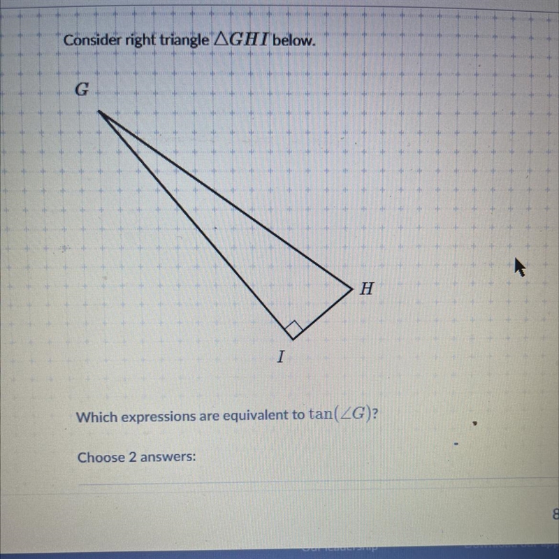 Answer choices are length of side opposite to angle H over length of side adjacent-example-1