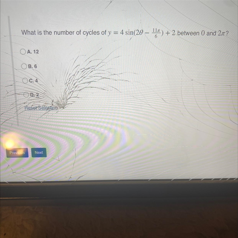 What is the number of cycles of y = 4 sin(2011) + 2 between 0 and 2?-example-1