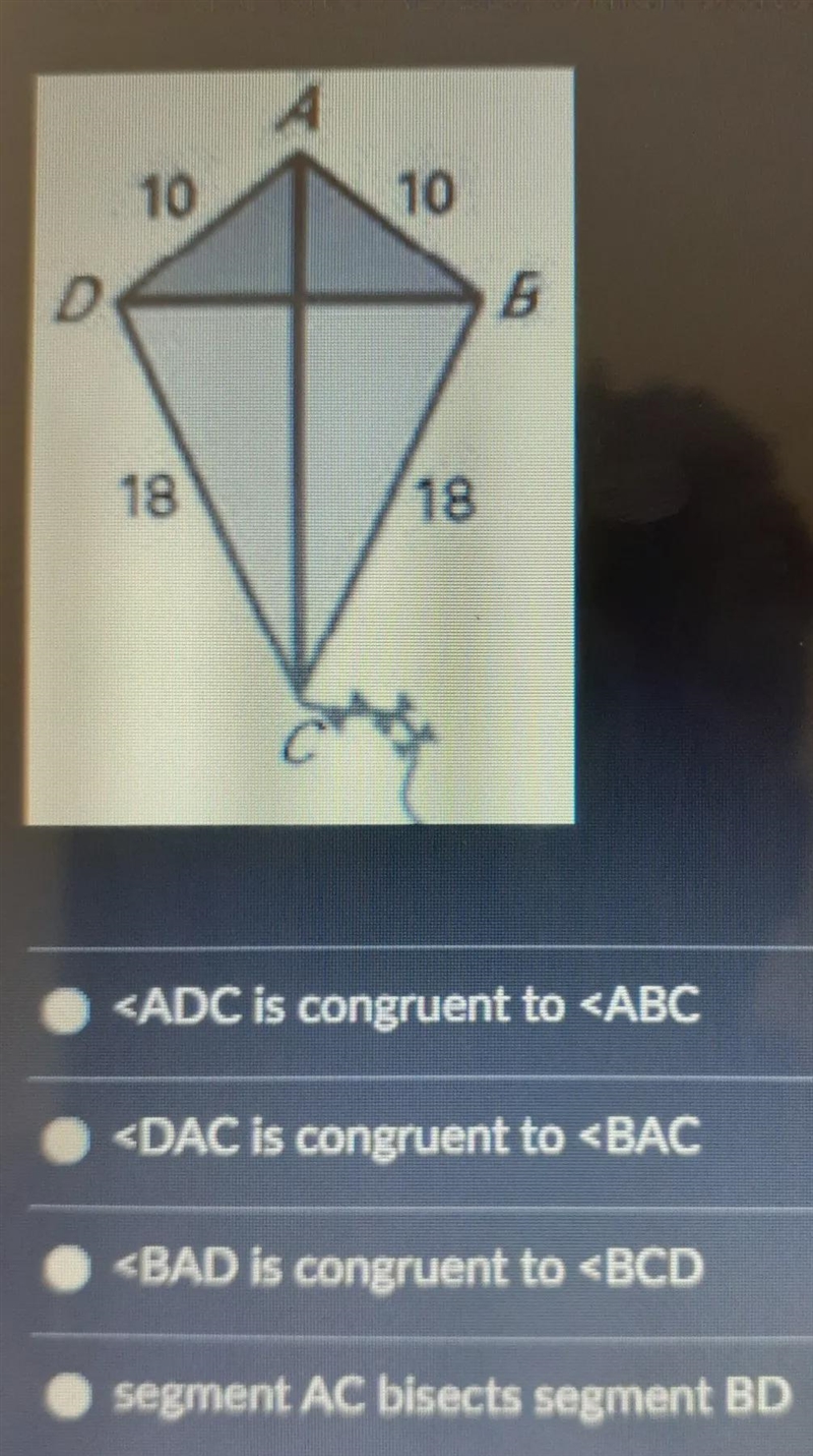 Given the kite ABCD, which statement is false?Just the answer.-example-1