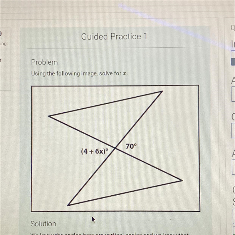 Using the following image, solve for x-example-1