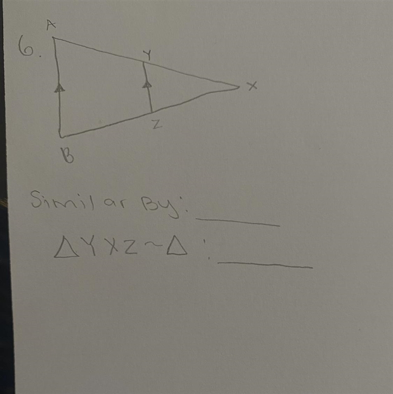 Determine if the triangles are similar, if similar state how-example-1