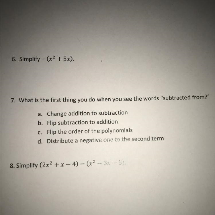 What is the first thing you do when you see words "subtracted from"-example-1