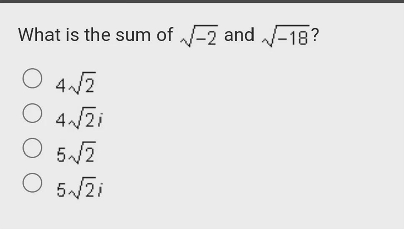 What is the sum of the √-2 and √ -18?-example-1