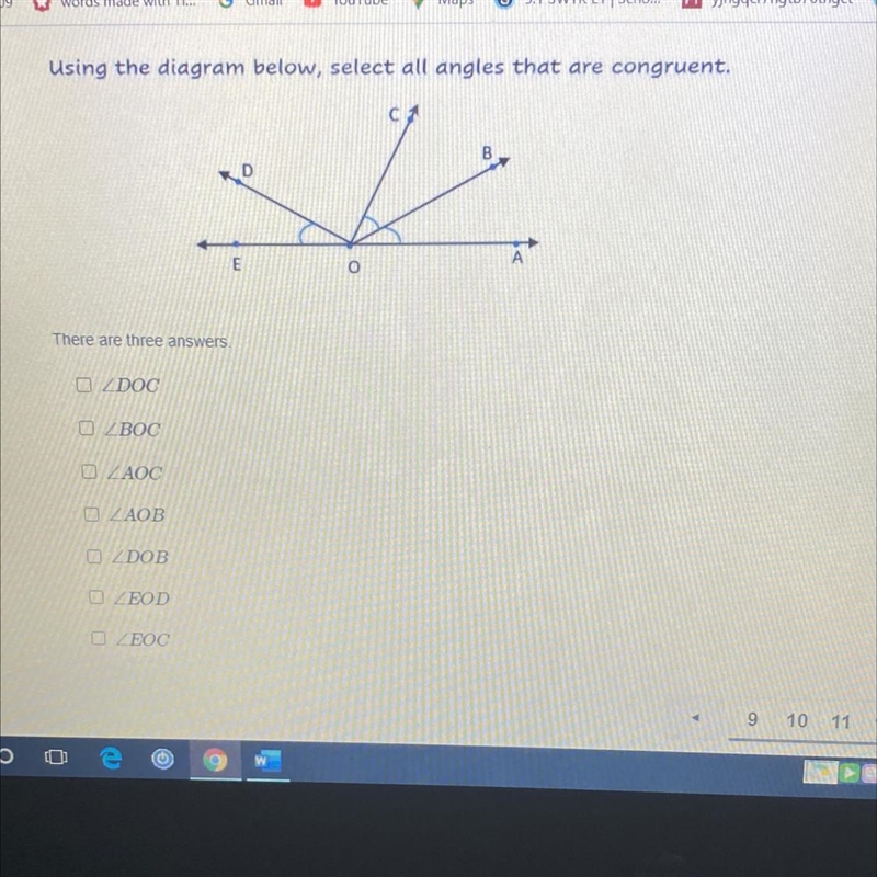 Using the diagram below, select all angles that are congruent.DLEoThere are three-example-1