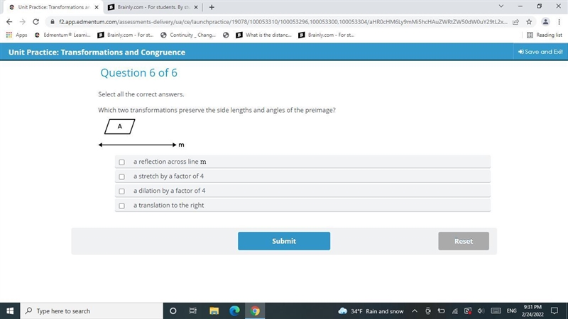 Select all the correct answers.Which two transformations preserve the side lengths-example-1