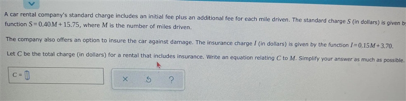 A car rental company's standard charge includes an initial fee plus an additional-example-1