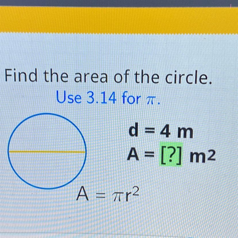 I know how to get the area of the circle but I don’t know what the squared number-example-1