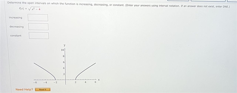 Determine the open intervals on which the function is increasing, decreasing, or constant-example-1