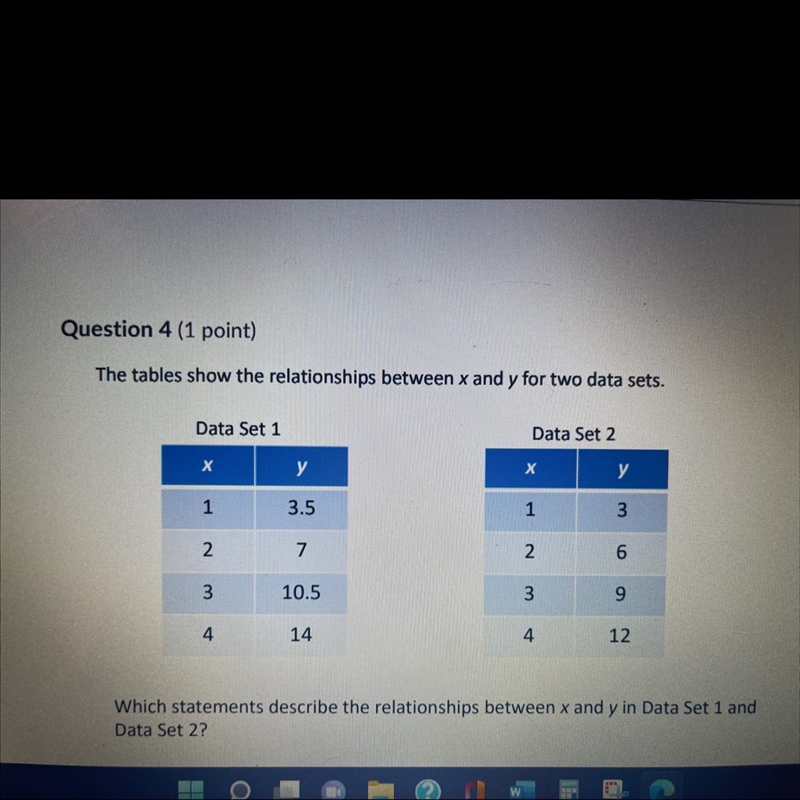 A) Both data sets multiplicative relationships. In Data Set 1, y is 3 times x and-example-1