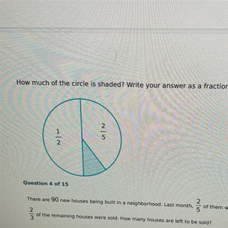 Guys! Help me find how much of this circle is shaded!-example-1