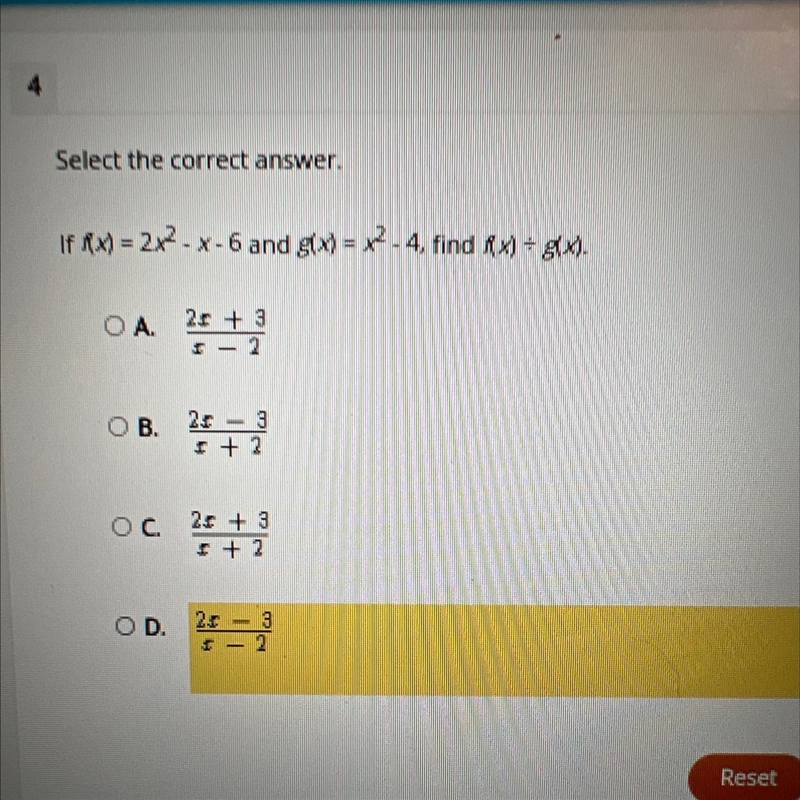 If AX) = 217 - x-6 and glx) = x2 - 4, find AX) = six).-example-1