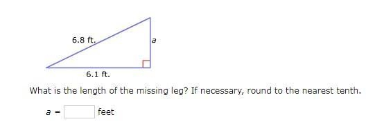 What is the length of the missing leg? If necessary, round to the nearest tenth.-example-1