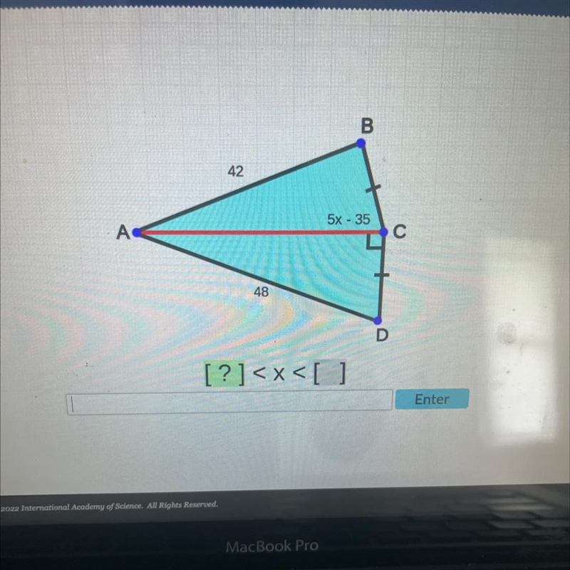 Use the photo shown to solve for inequalities in two triangles-example-1