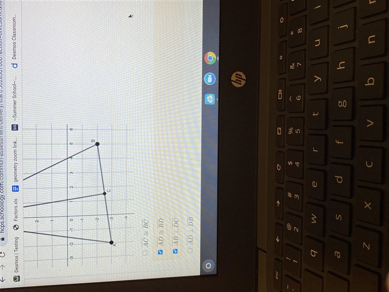 select the true statements that if true would prove triangle a CD is congruent to-example-2