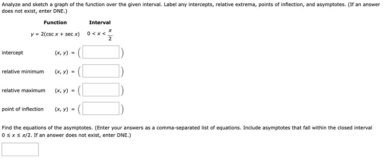 Analyze and sketch a graph of the function over the given interval. Label any intercepts-example-1