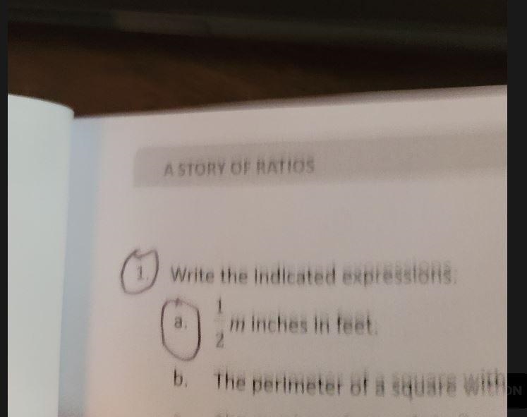 How to write the indicated expression for(1)/(2) m \: inches \: in \: feet-example-1