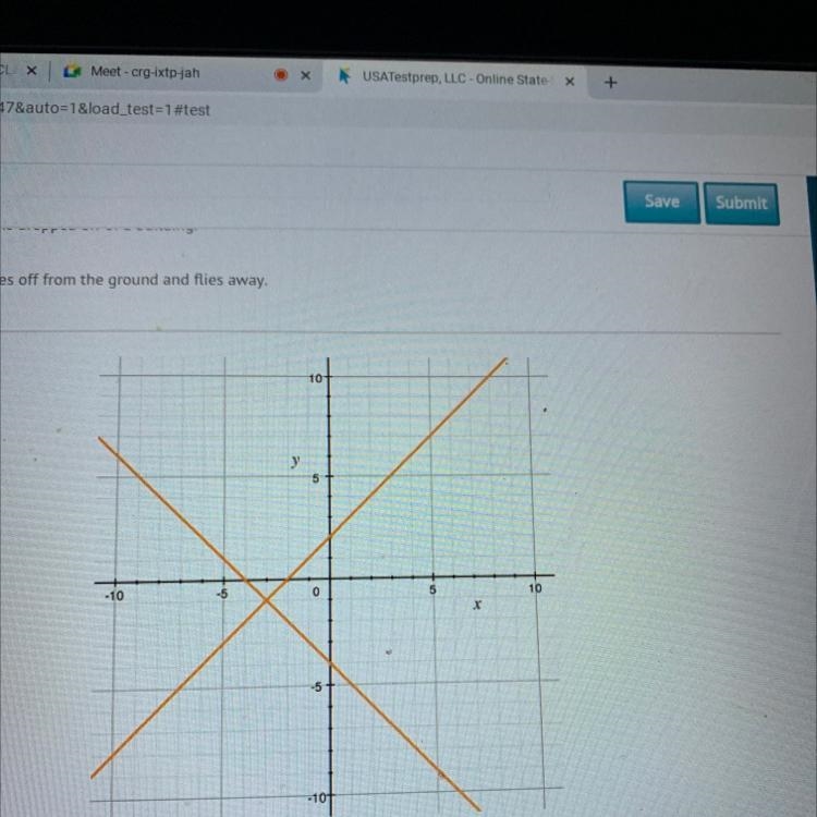 .Which of the sets of equations represent the two lines graphed?A) y = x + 2 and y-example-1