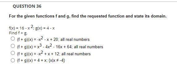 For the given functions f and g, find the requested function and state its domain-example-1