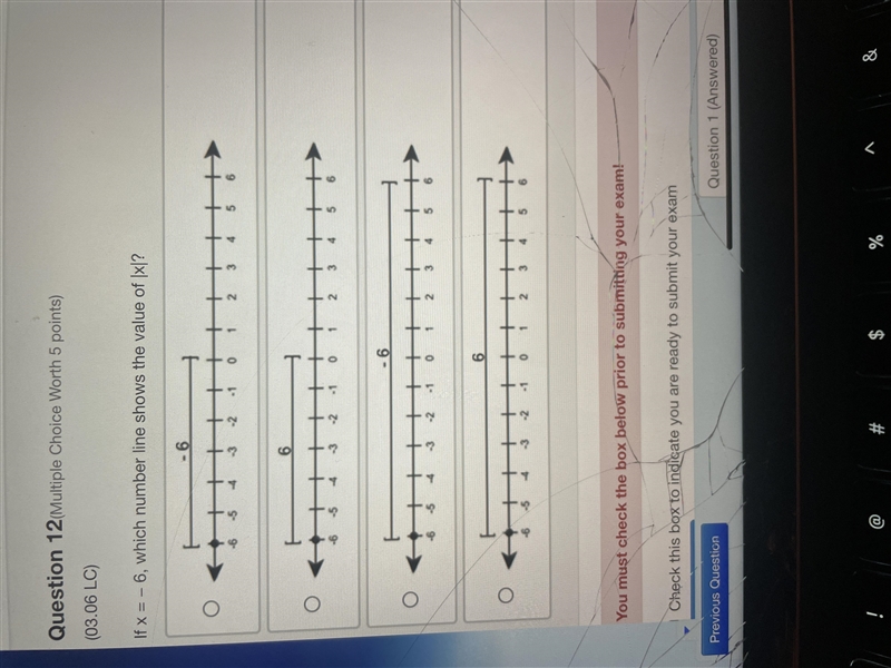 If x equals -6, which number line shows the value of X-example-1