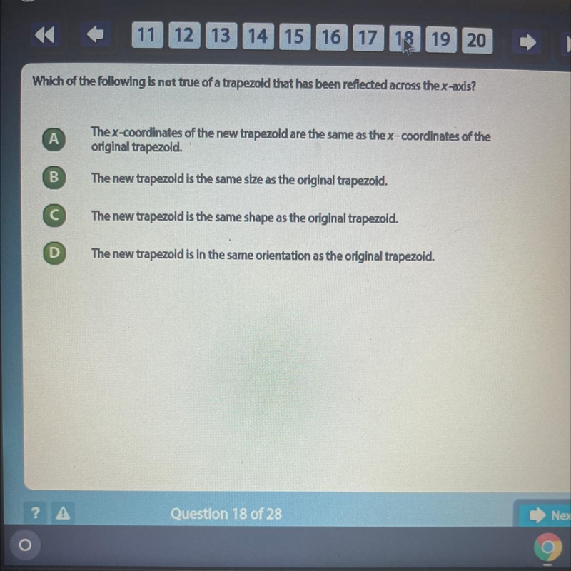 WILL GIVE BRILLIANT Which of the following is not true of a trapezoid that has been-example-1