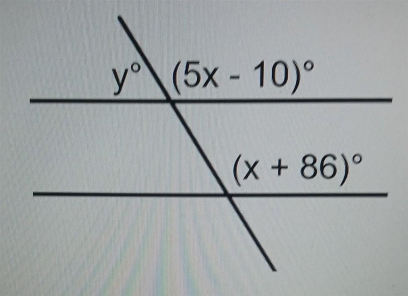 Using the imagine below, find the measure of angle y.-example-1