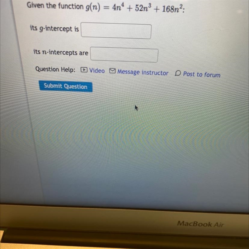 Answer to the g-intercept and n-intercept from the given function.-example-1