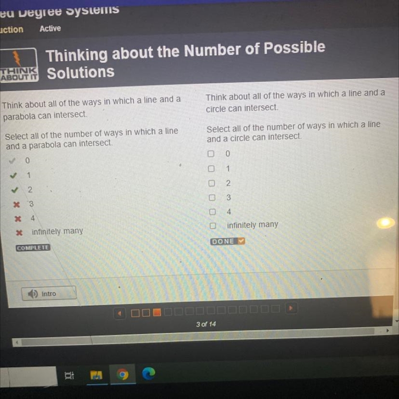 ABOUT SolutionsIThink about all of the ways in which a line and aparabola can intersect-example-1