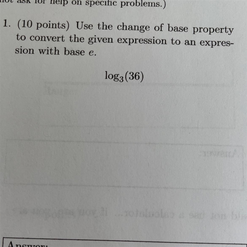 Solve question one be sure to use the base property to convert the given expression-example-1