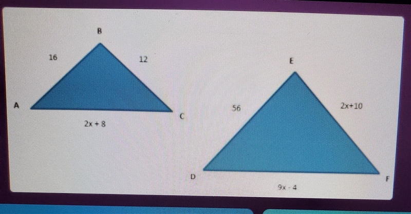 Which length of AC proves that AABC ~ ADEF? 40 16 72.7 9.4-example-1