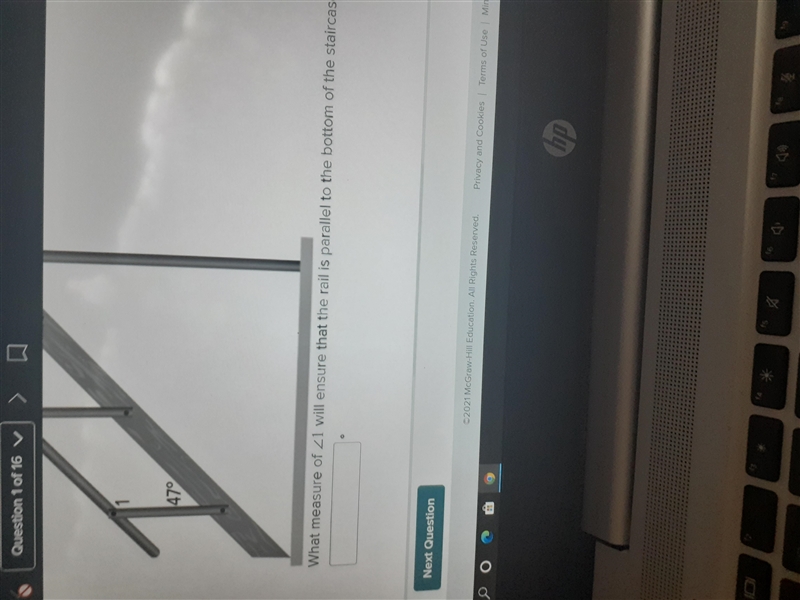 Question 1 of 16 V 1 47° What measure of Z1 will ensure that the rail is parallel-example-2