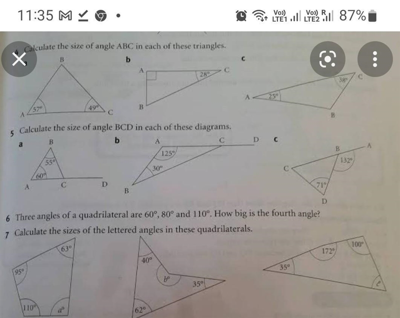 Calculate the size of angle ABC in each of these triangles. X B b A a 570 A 95⁰ 55⁰ 60% 5 Calculate-example-1