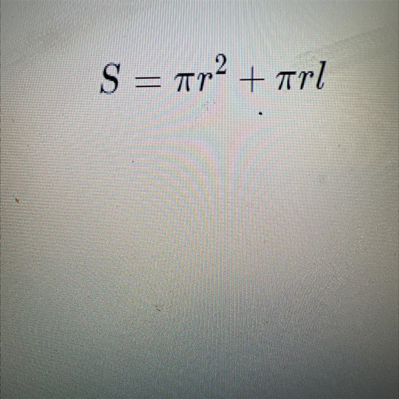 The formula for the surface area, S, of a cone is shown below. solve the formula for-example-1