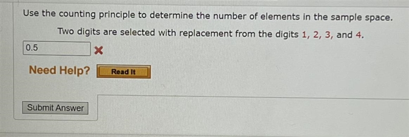 Use the counting principle to determine the number of elements in the sample space-example-1