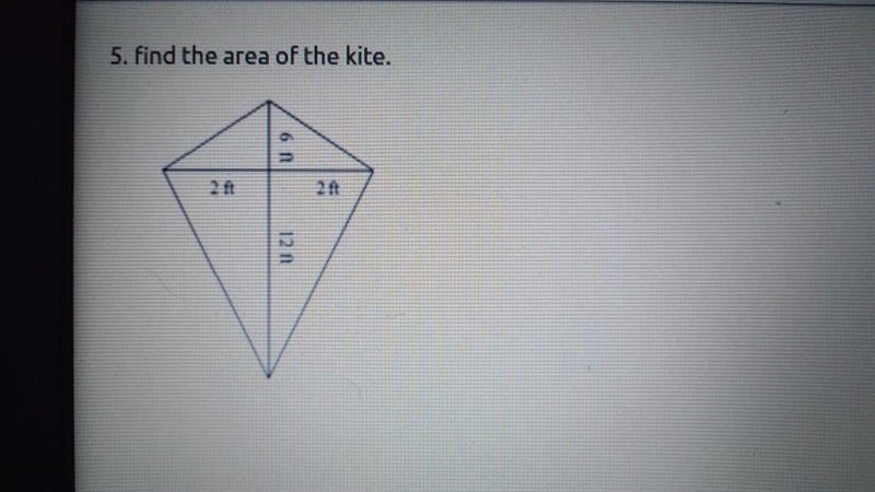 CALCULATOR COLOR THEME a 5. Find the area of the kite.-example-1