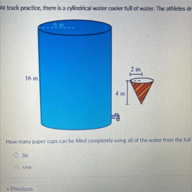 How many paper cups can be filled completely by using all of the water from the water-example-1