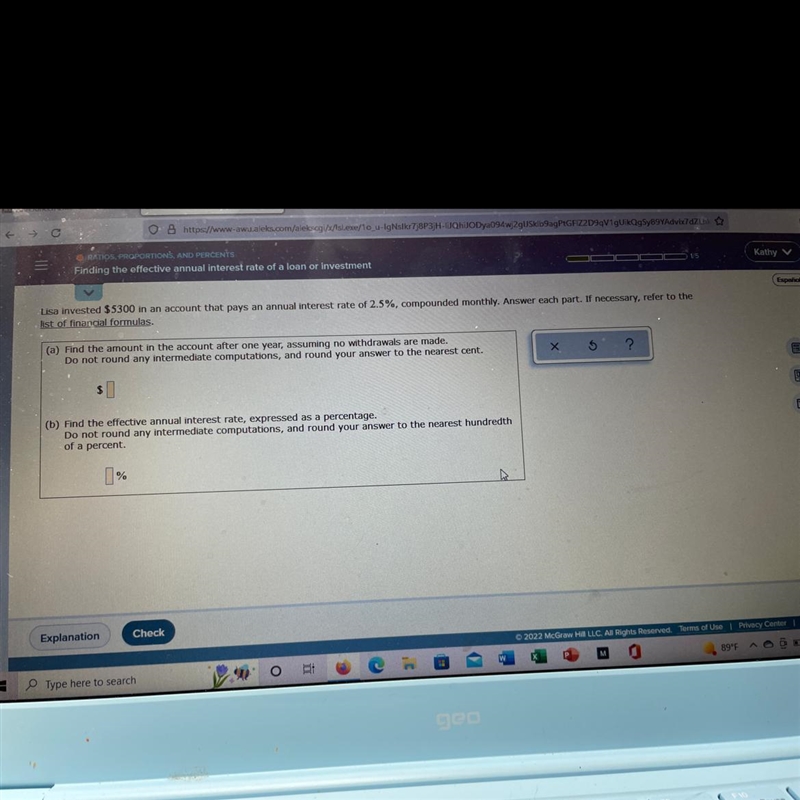 Lisa invested 5300 in the account that pays annual interest rate of 2.5%, compounded-example-1